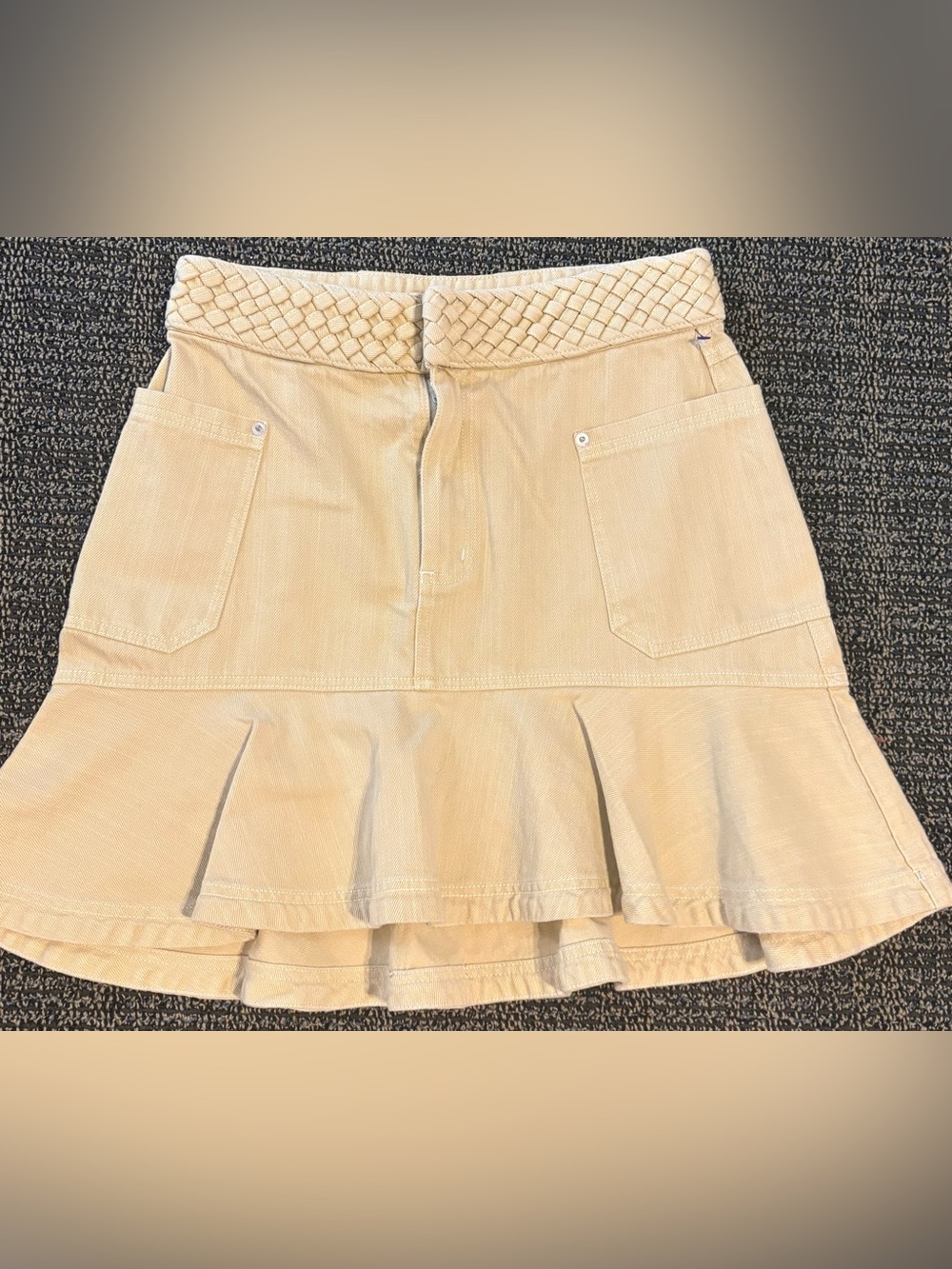 Kivari Kaki Woven Waist Tiered Skater Skirt